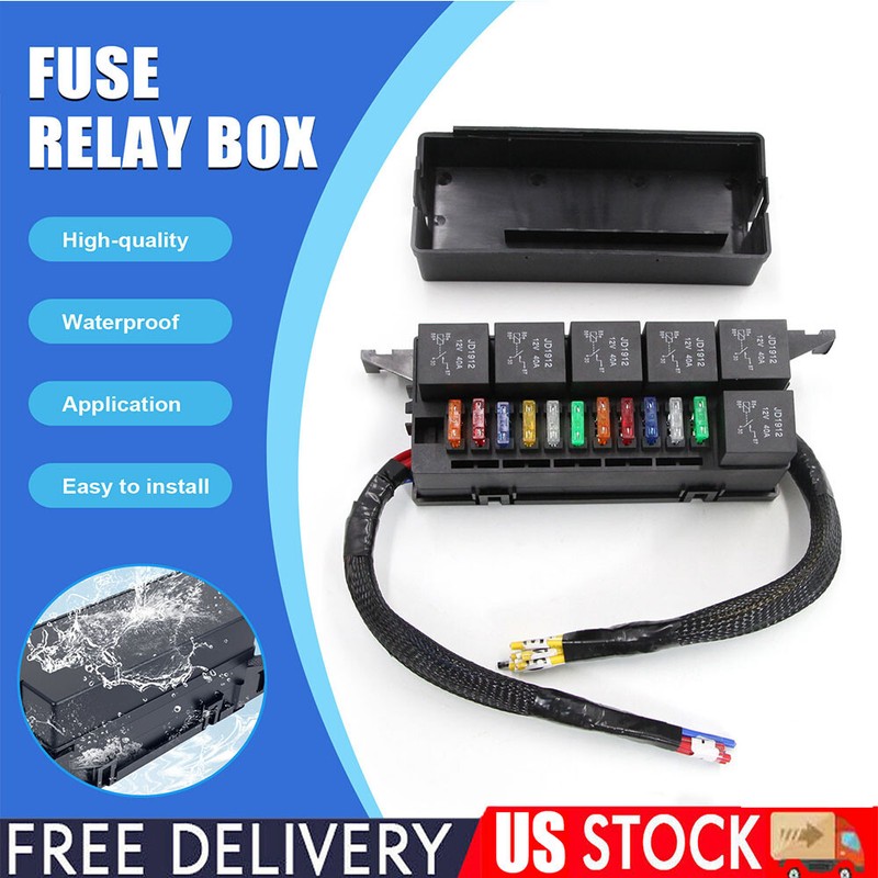 Fuse Relay Box Block Universal Relay Block Box for 12V