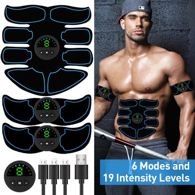 EMS Abdominal Muscle Toning Trainer ABS Stimulator Toner Fitness Binder Gym Blue