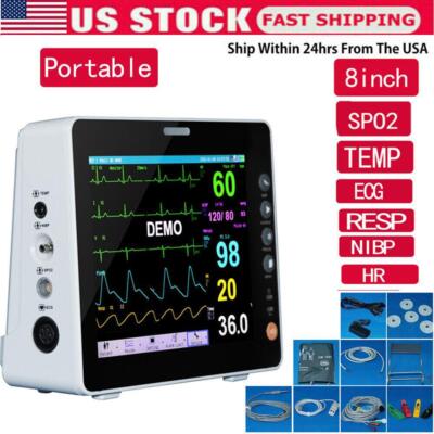 Medical ICU Vital Patient Monitor 6Parameter ECG/NIBP/SPO2/TEMP/RESP/HR Tool