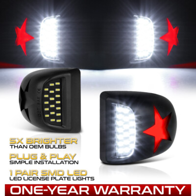 ''RED STAR'' LED License Plate light Housing Lens 1999-2013 GMC Sierra Rear Bumper