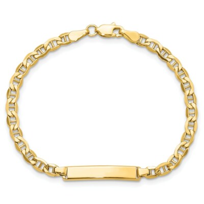 Pre-owned Skyjewelers Real 14kt Semi-solid Anchor Link Id Chain Bracelet; 7 Inch In Yellow