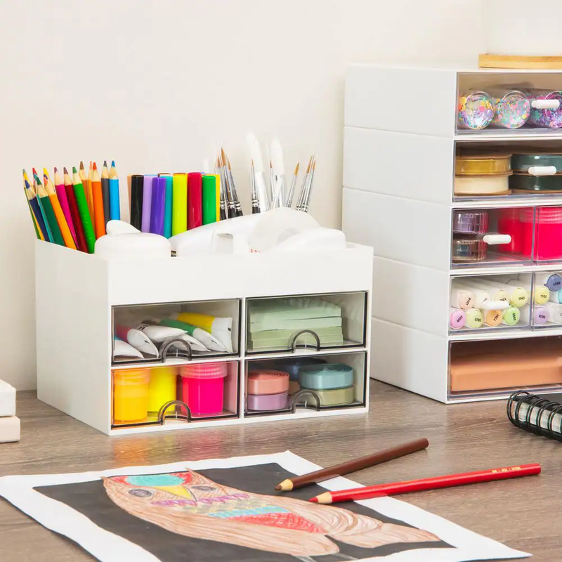 Mind Reader Craft Organizer 4 Drawer Desktop Storage Box Art Supplies Pen Holder
