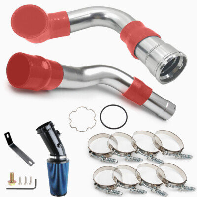 Turbo Intercooler Pipe + Cold Air Intake Kit For 11-16 Ford 6.7L Powerstroke Red