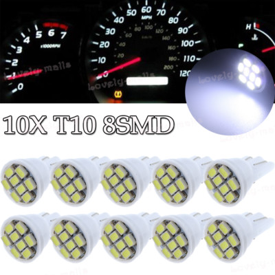 White Wedge Dashboard Instrument Panel Gauge Dash Light PC168 PC194 T10 8SMD W5W