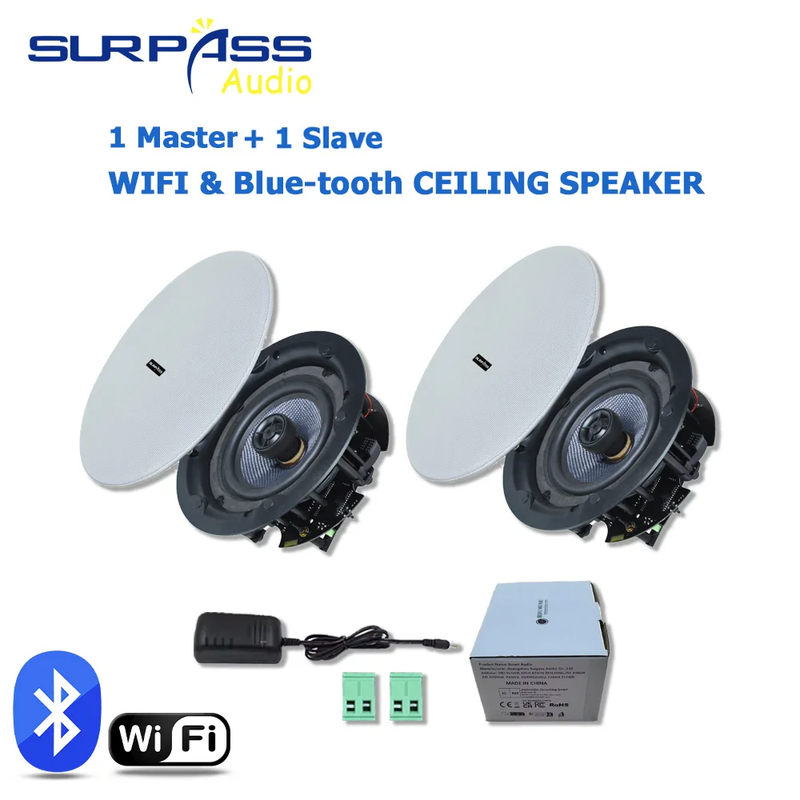 Supass 6" 30w Watts 2Way Bluetooth Ceiling Speakers Package Perfect For Home The
