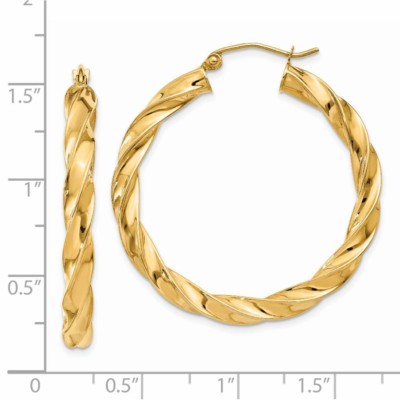 Pre-owned Superdealsforeverything Real 14kt Yellow Gold Light Twisted Hoop Earrings