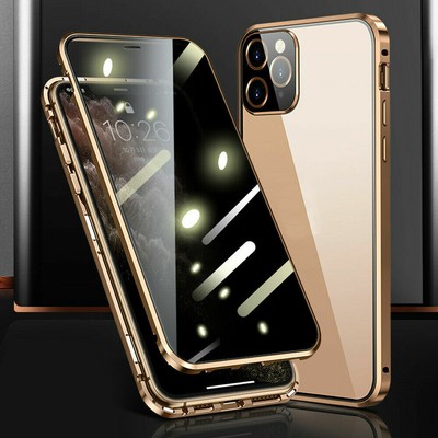 360 Magnetic Adsorption Metal Case Double-Sided Buckle Case for iPhone 12/Mini