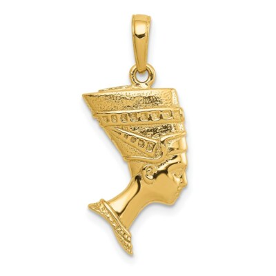 Pre-owned Superdealsforeverything Real 14kt Yellow Gold 3-d Nefertiti Pendant