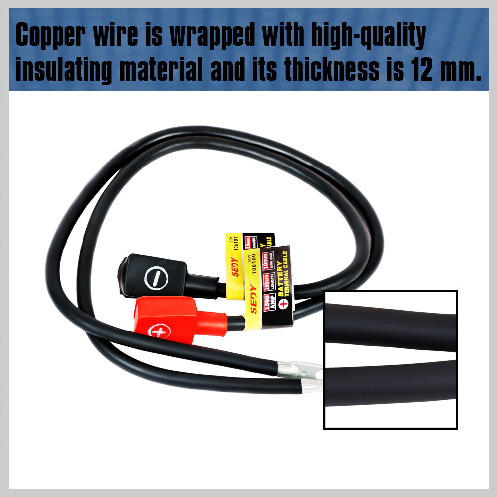 60/80/100cm Battery Terminal Cables Extension Wire Positive Negative