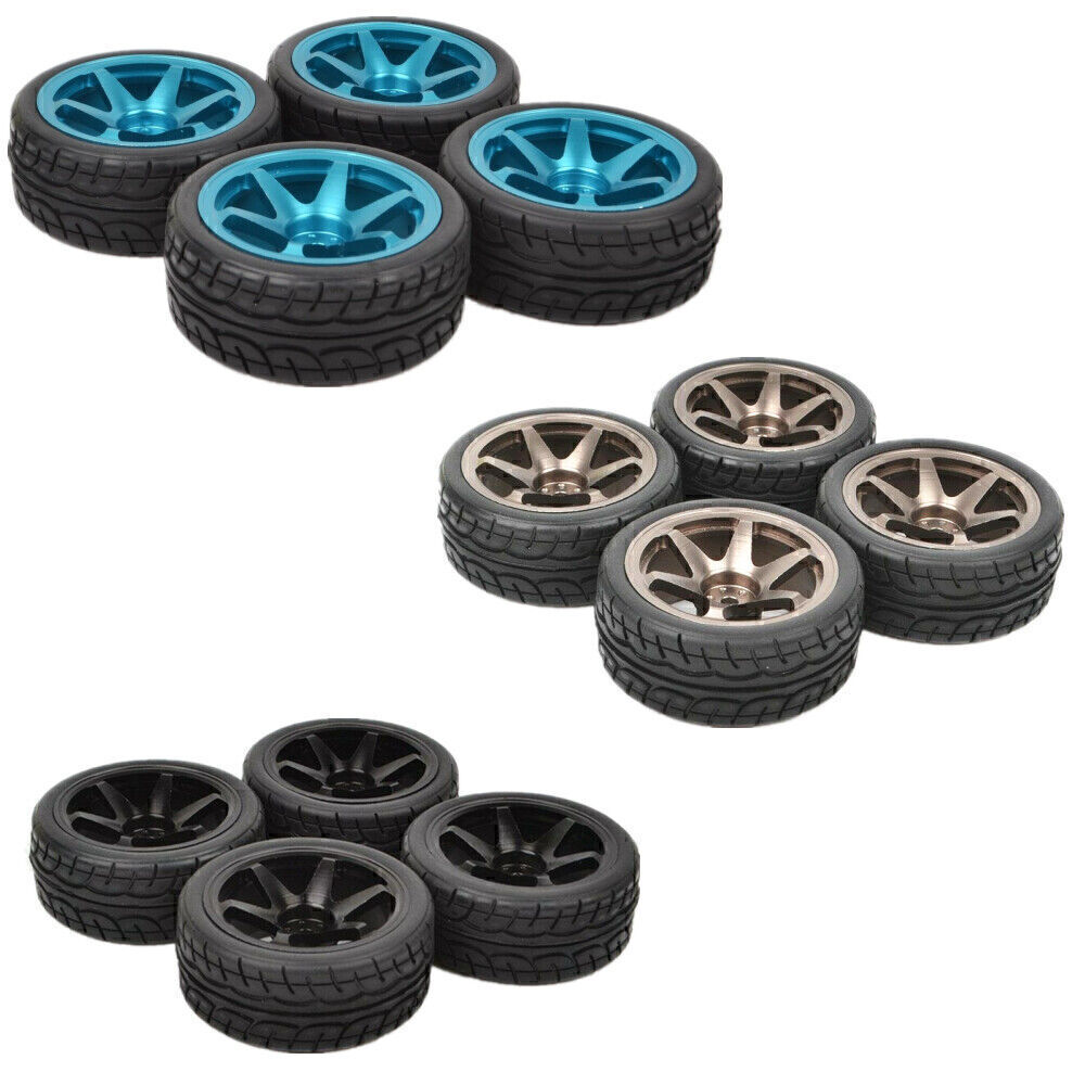 Aluminum Wheels Tires for Redcat HPI HSP Tamiya TT01 TT02 1/10 RC on Road Car