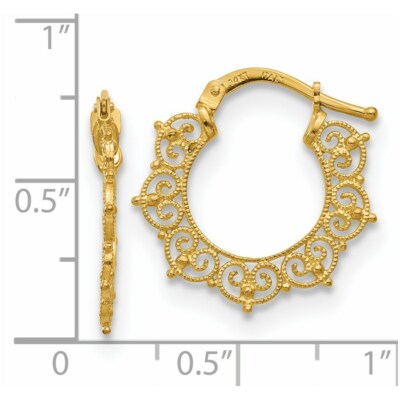 Pre-owned Superdealsforeverything Real 14kt Yellow Gold Polished Fancy Pattern Hoop Earrings