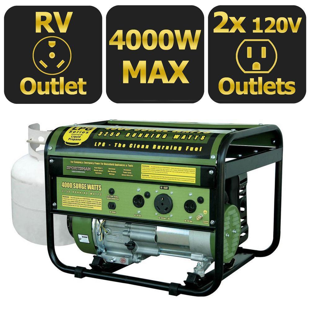 Portable Generator Propane Gas LPG Emergency Power Backup RV Camping Tailgating