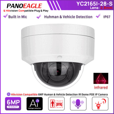 Hikvision Compatible 6MP IR Security IP Camera PoE Outdoor Mic IP67 Mini Dome US