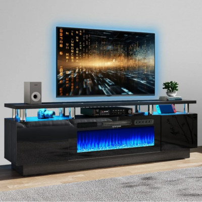 Electric Fireplace TV Stand, LED Entertainment Center, 2-Tier TV Console 80'' Max