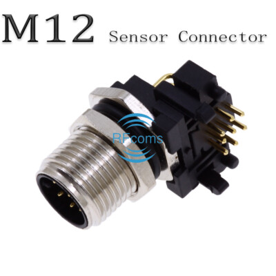 M12 Sensor Connector 8P 8Pin PCB Male Mount Adapter Angled PCB Socket Connectors