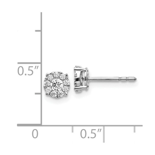 Pre-owned Goldia 14k White Gold Diamond Cluster Post Earrings