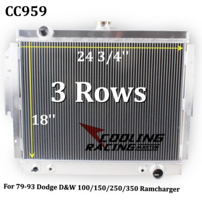 3 Row Aluminum Radiator for Dodge 1979-1993 D&W D100/D150/D250/D350 5.9L 5.2L