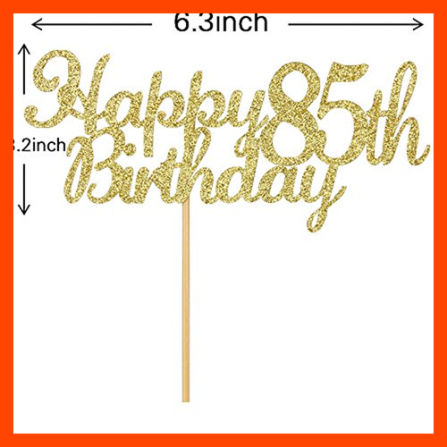 Happy 85Th Birthday Cake Topper GOLD Glitter Hello 85 85& Fabulous Anniversary P