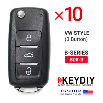 10x KEYDIY KD Universal Flip Remote Key VW Style B-Series 3 Buttons B08-3