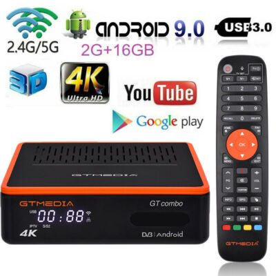 Android Smart TV Box+FTA 4K Satellite TV Receiver DVB-S2 HD Media Player 5G WIFI