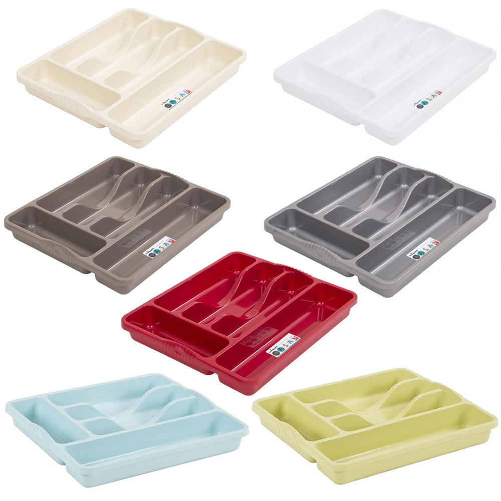 Deluxe Large Plastic Kitchen Cutlery Tray Organiser Holder Drawer