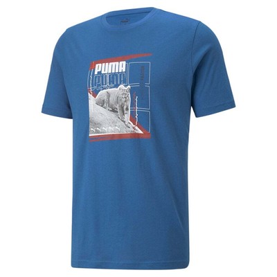 

Puma Art Graphic Crew Neck Футболка с коротким рукавом Мужские синие повседневные топы 67177017, Синий, Puma Art Graphic Crew Neck Short Sleeve T-Shirt
