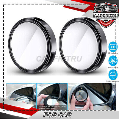 2Pcs Blind Spot Mirrors Round HD Glass Convex 360° Side Rear View Mirror for Car
