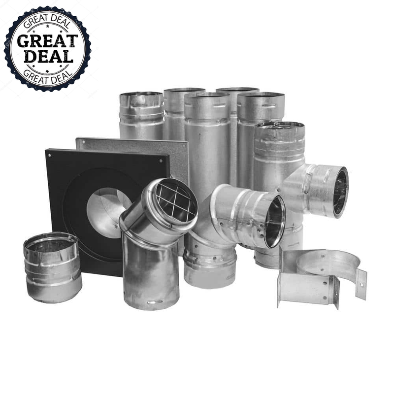 Pelletvent Stove Pipe Kit 3" Durable Twist-Lock Double-Wall Chimney Vent Pipes