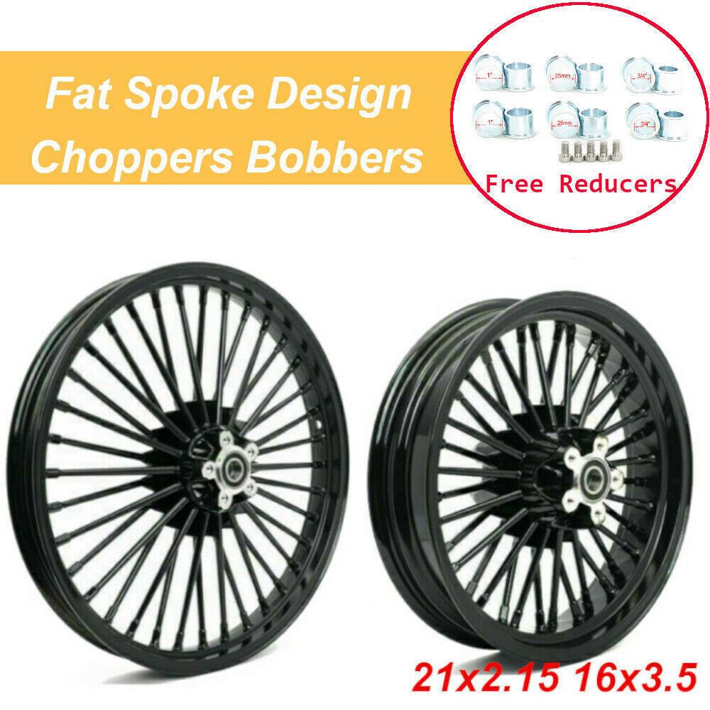 21 & 16 Fat Spoke Wheels 21x2.15 16x3.5 for Harley Softail Heritage Custom 84-99