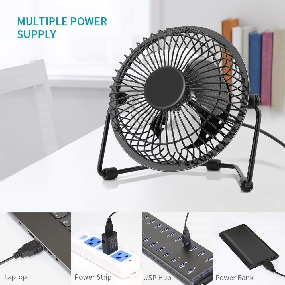Portable USB Desk Fan Metal Personal Small air Cooler Cooling Operated Mini Fan
