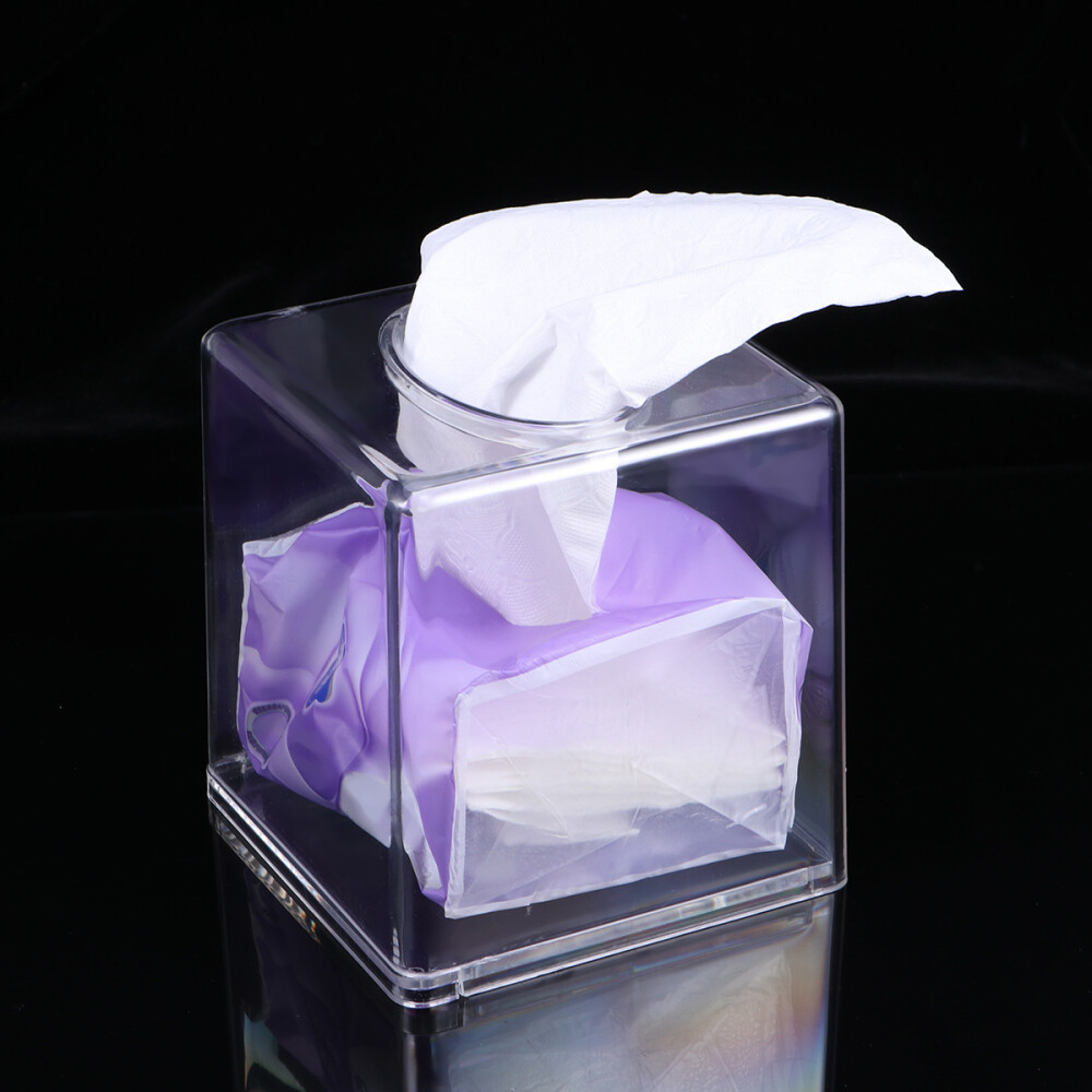 Tissue Box Transparent Acrylic Square Tissue Holder for Hotels