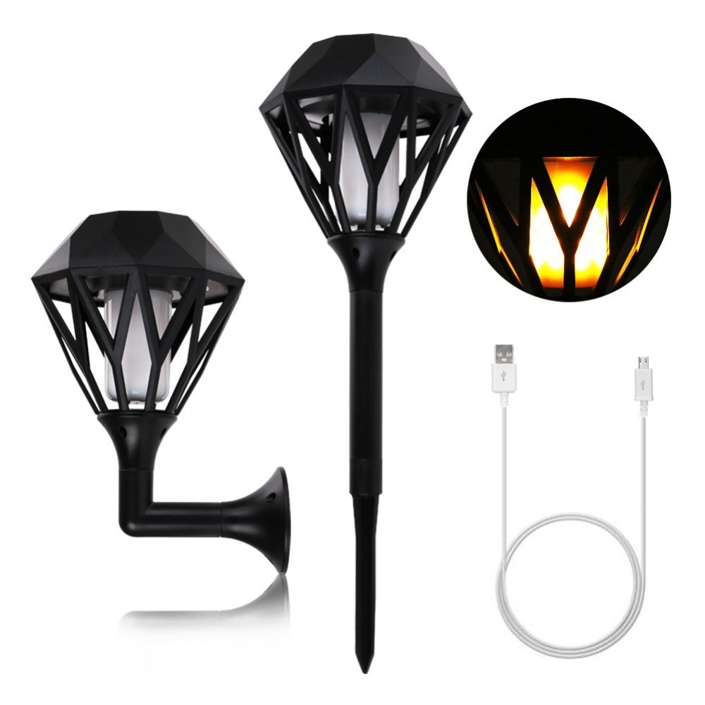 Lampada Luce Fiamma Torcia Ricarica Solare Giardino Esterni Impermeabile Linq