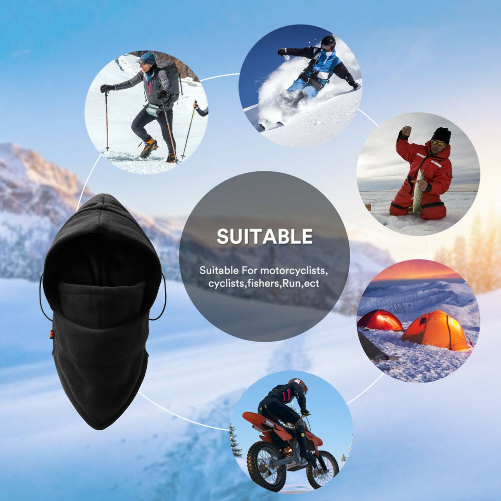 Winter Thermal Balaclava Windproof Ski Full Face Mask Hood Warm Face Cover Hat