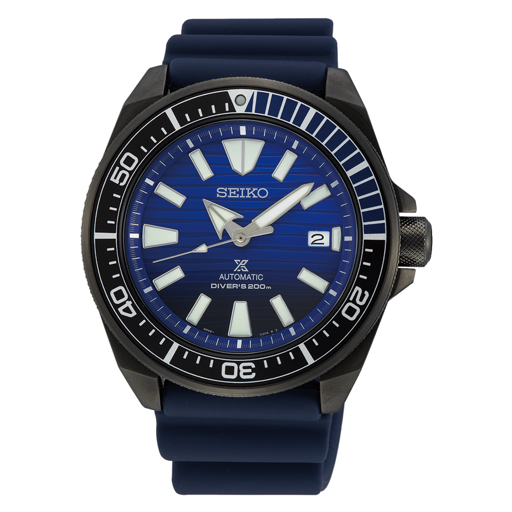 Pre-owned Seiko Prospex Automatic Diver 43.8 Mm Blue Dial Silicone Strap Watch Srpd09