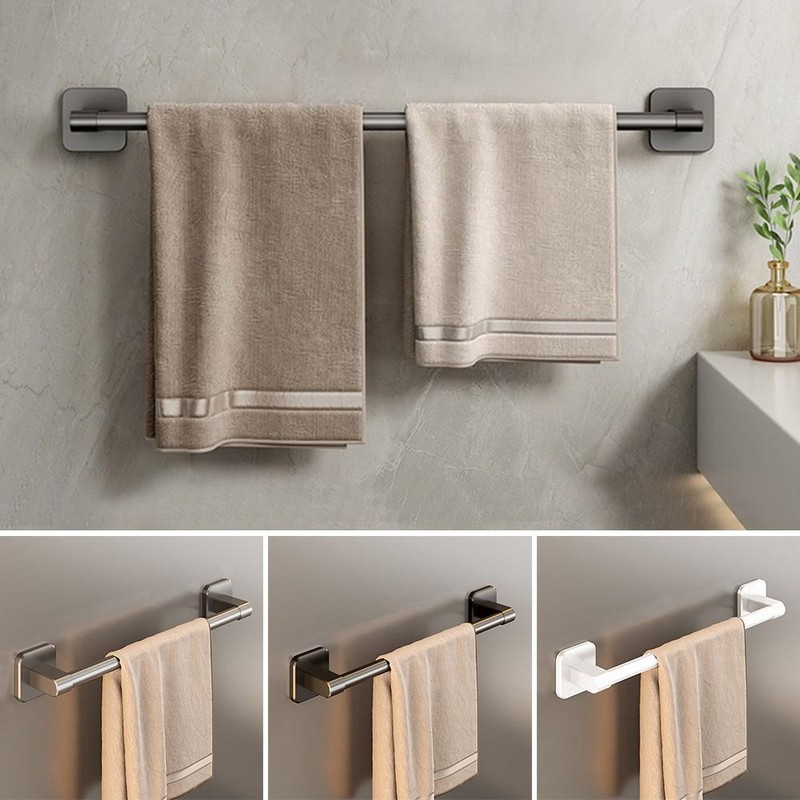 Aluminum Alloy Towel Bar No Drilling Bathroom Shelves  Household