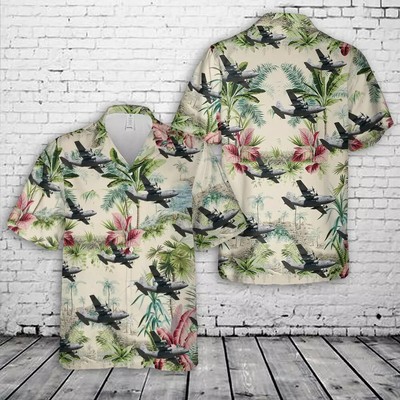 Air Force Aloha US Air Force Lockheed C-130H Hercules Hawaiian Shirt Size S-5XL
