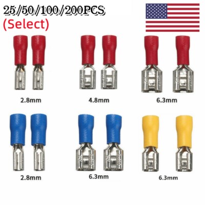 2.8 4.8 6.3mm Pre-Insulated Female Male Spade Terminals Wire Crimp Connectors