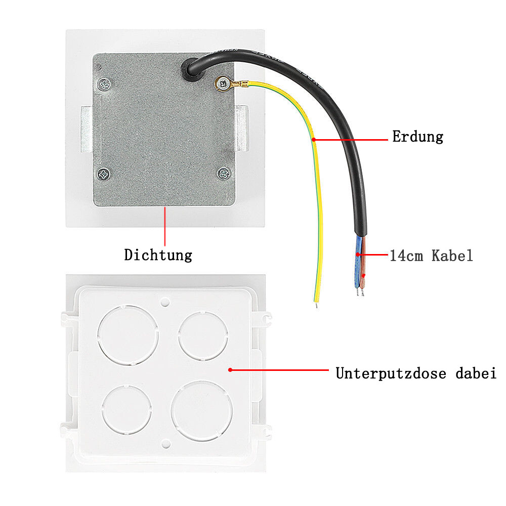 4er Set 3W LED Wandeinbauleuchte Stufenlicht Treppenlicht Lampe 230V