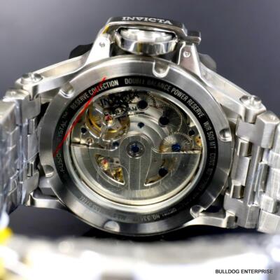 Pre-owned Invicta Reserve Venom Hybrid Double Open Heart Automatic Black Mop Watch