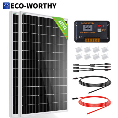 100W 200W 400W Watt 12Volt Solar Panel Kit 50/100Ah Lithium Battery RV Off Grid
