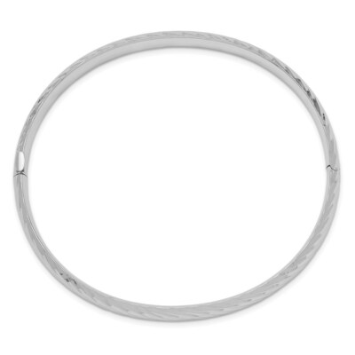 Pre-owned Skyjewelers Real 14kt White Gold 4/16 Textured Hinged Bangle; 7.5 Inch