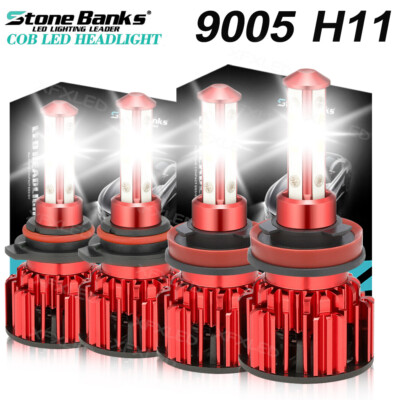 LED Headlight Bulbs Combo Kit 9005 + H11 High Low Beam 6500K White Super Bright