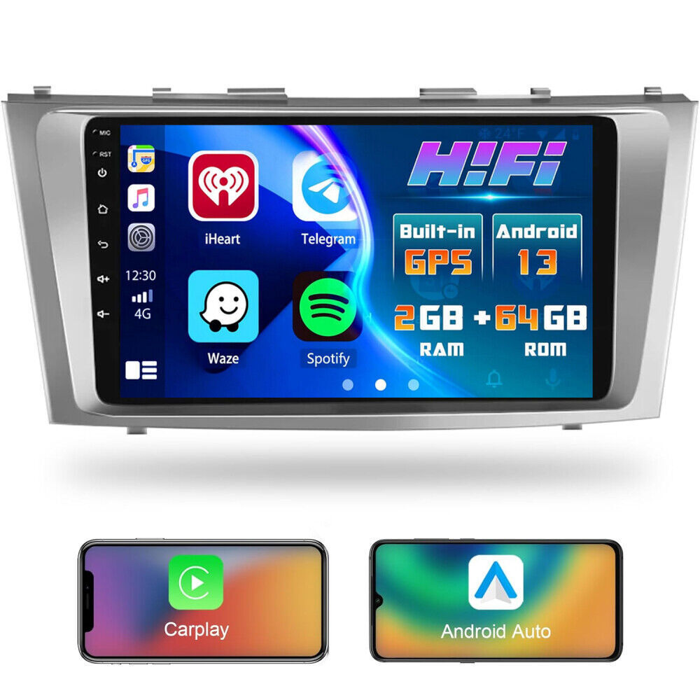 Android 13 для Toyota Camry 2007-2011 Apple CarPlay Автомобильный радиоприемник Стерео GPS 2 + 64 ГБ