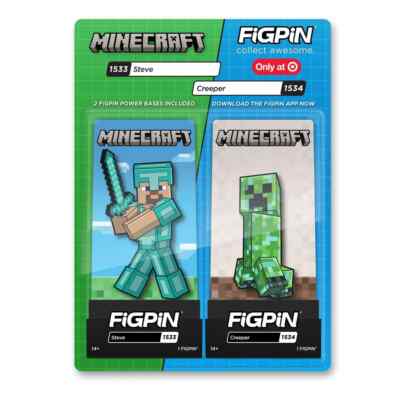 FiGPin Minecraft 2-Pack - Steve and Creeper Pin - NEW