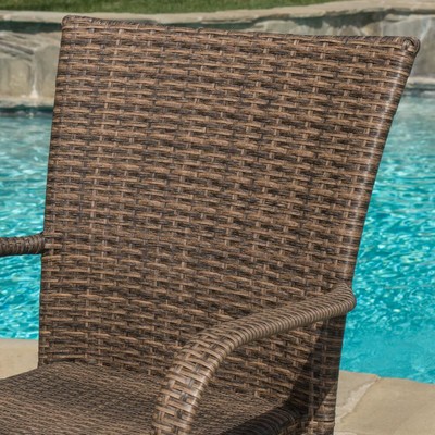 Noble House Littleton Mixed Mocha Stackable Wicker Outdoor Dining Chairs (Set