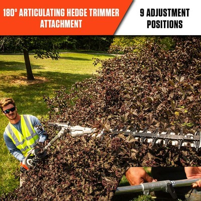 Hedge Trimmer Attachment 21 in. Double-Reciprocating Blades Articulating Head