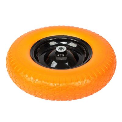 16'' Flat Free Wheel Barrow Tire Solid Foam 5/8 Axle Cart Wagon Portable
