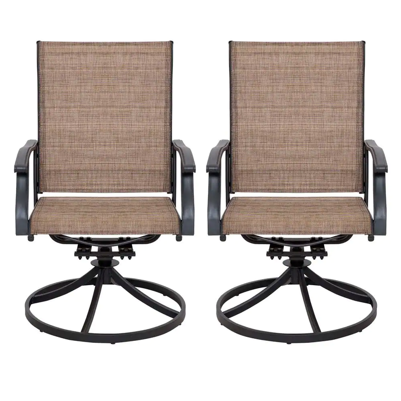 2-Piece Swivel Steel Sling Outdoor Patio Dining Chairs Rust-resistant Steel