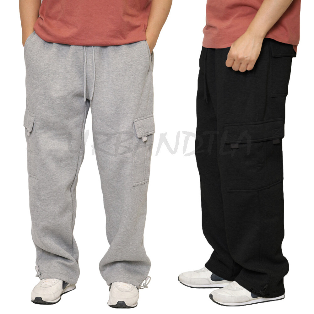 Men's Heavyweight Baggy Cargo Sweatpants Fleece Jogger Pants
