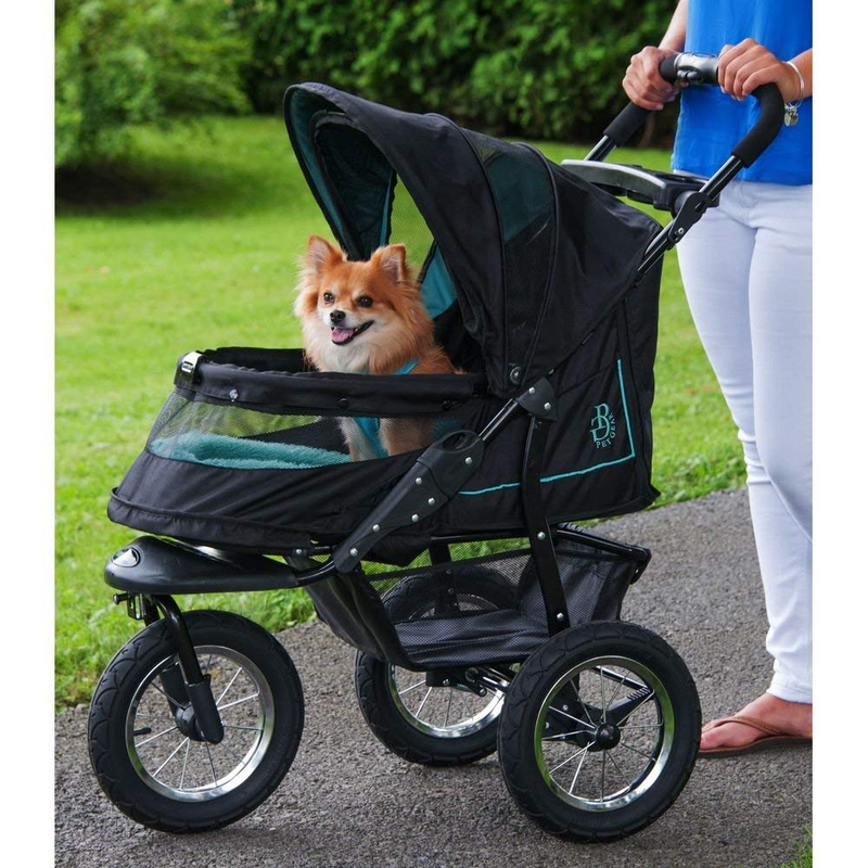Pet Stroller Carrier Dog Cat Large Storage Basket 3 Wheel No Zip Jogging Travel
